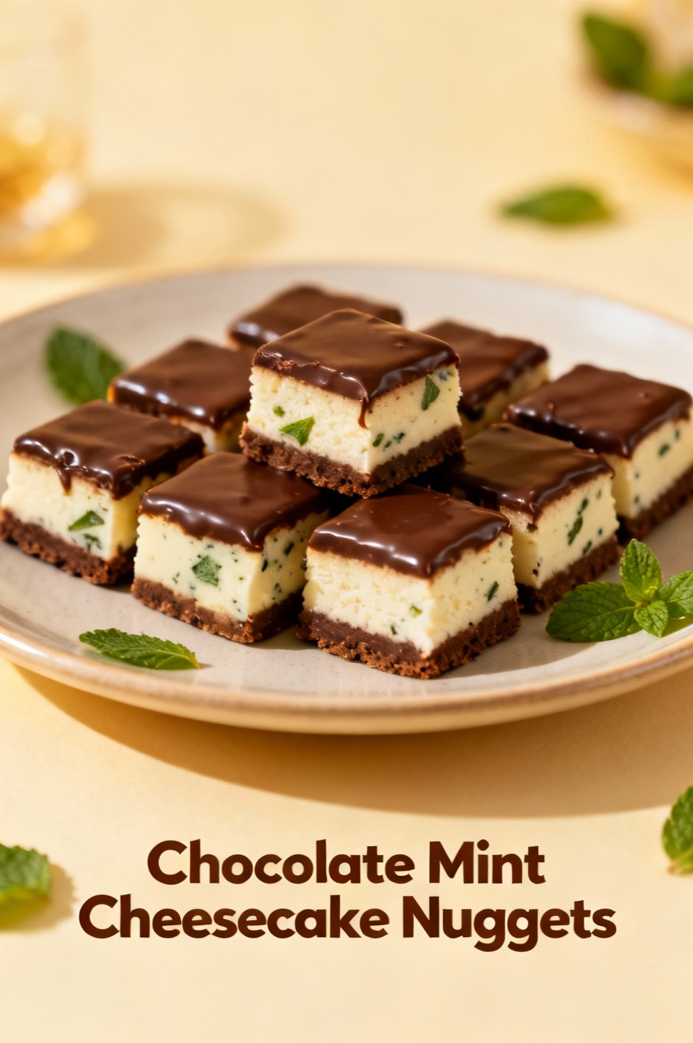 Chocolate Mint Cheesecake Nuggets