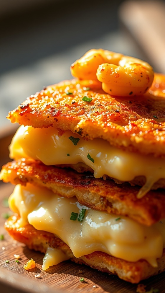 Cheesy Shrimp Grilled Cheese Crispy Garlicky Perfection