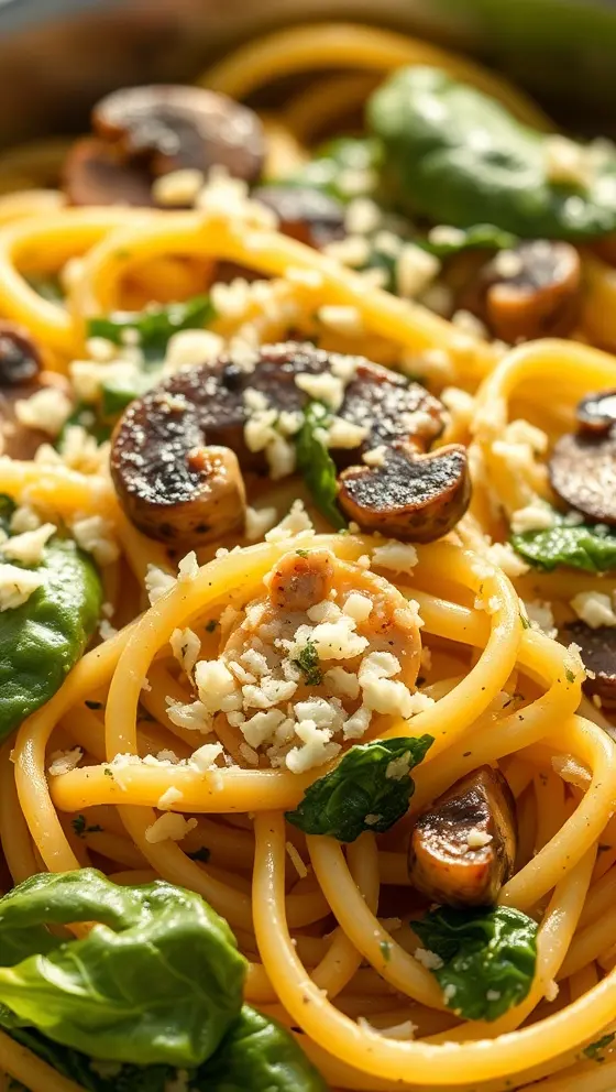 Parmesan Spinach Mushroom Pasta Skillet Recipe Easy