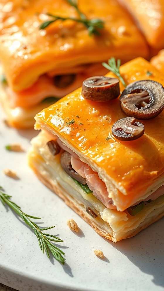 Salmon Puff Pastry With Leeks And Mushrooms Recipe