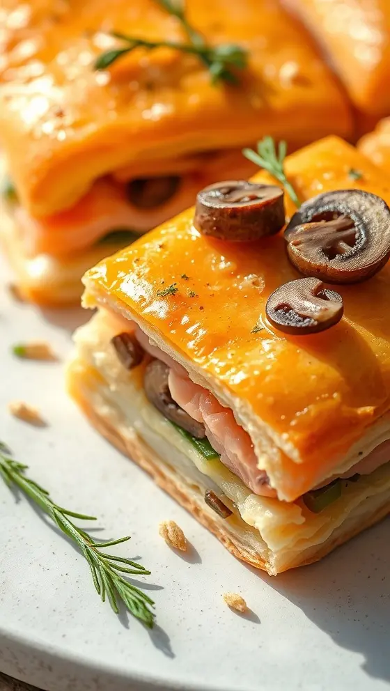 Salmon Puff Pastry With Leeks And Mushrooms Recipe